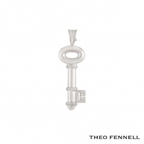 Theo Fennell 18k White Gold Diamond Key Pendant
